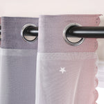 rideau perforé dégradé étoiles blanches moderne rose clair gris translucide chambre enfant