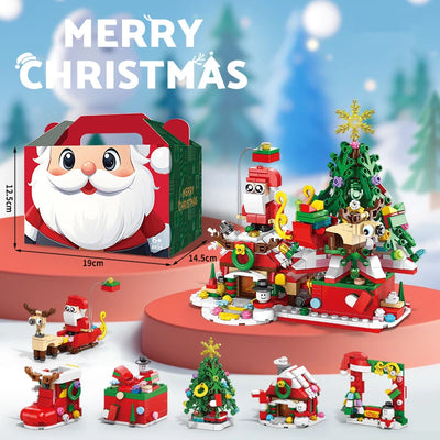 Cadre photo de Noël 6 en 1 avec motif de cerf et maison enneigée