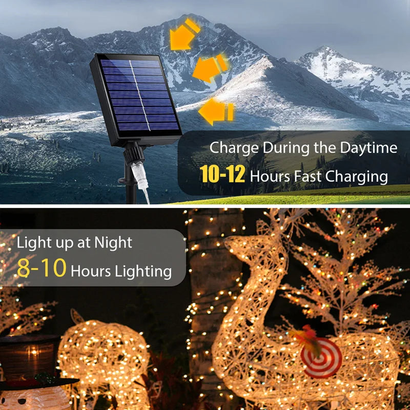 guirlande solaire lumineuse 100m 1000leds blanc chaud moderne extérieur patio mariage
