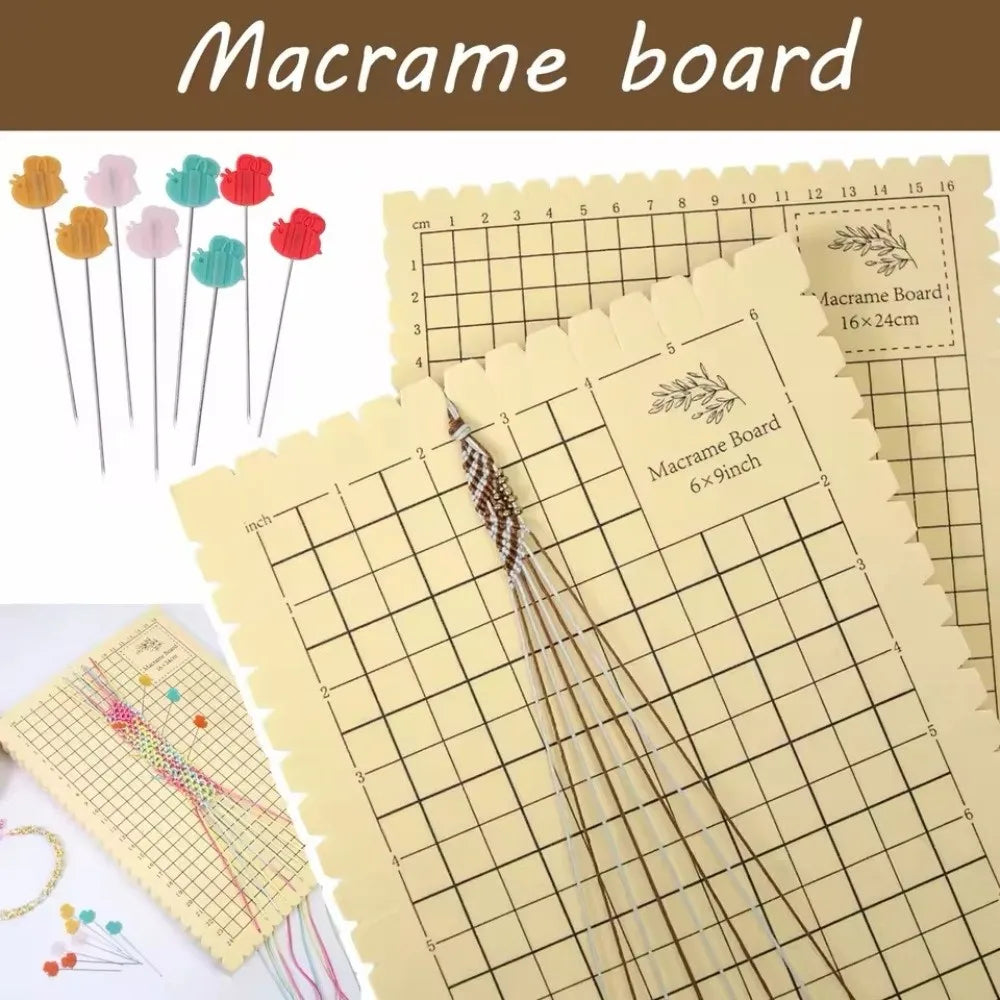 kit bricolage macramé planche mousse fils colorés épingles fleurs loisirs créatifs nœuds