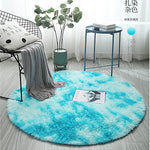 tapis rond moderne gris bleu rose doux uni salon chambre polycolore polyester confortable