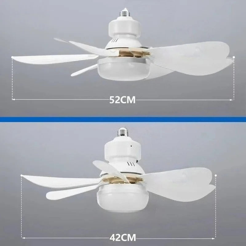 ventilateur lumière intégrée moderne noir blanc 52cm 42cm télécommande led ailes plastique