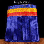 rideau décoration bouddhiste brocart motifs floraux traditionnel couleur jaune bleu rouge or