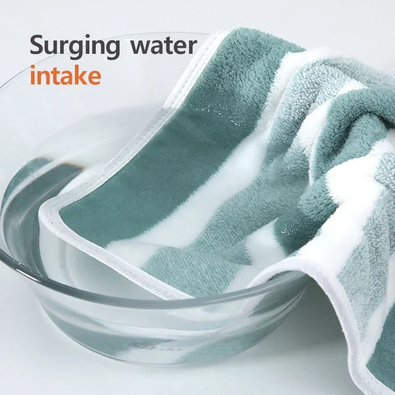 serviettes bain douces vert clair rayées absorption rapide coton polyester moderne