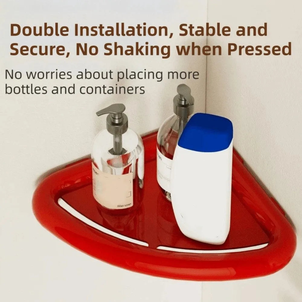 étagère salle bain rouge jaune moderne clips adhésifs pliable rangement angle