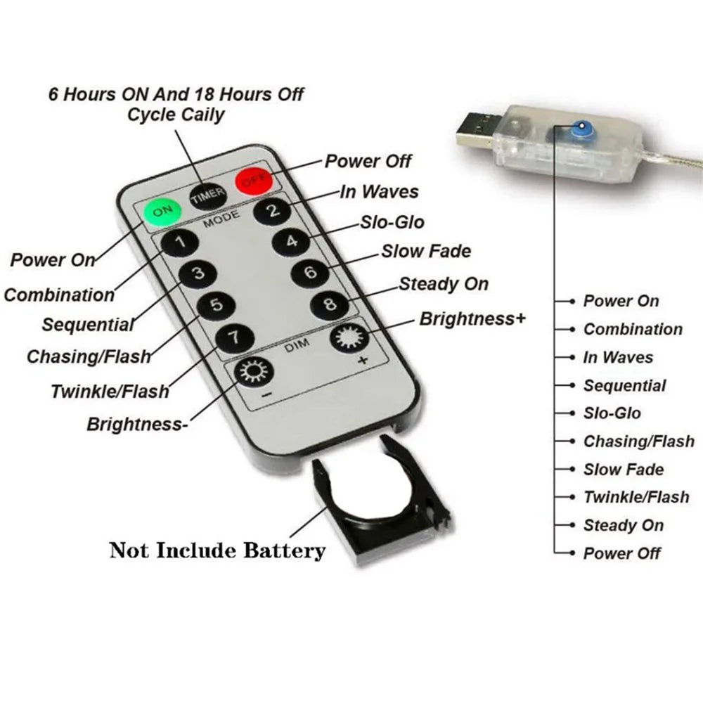 rideau lumineux led multicolore moderne télécommande usb 5v 100led 200led 400led 600led