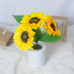 veilleuse rechargeable tournesol fleur jaune feuilles vertes deco moderne chambre table led
