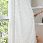 rideau blanc tulle semi transparent motif feuilles argent moderne salon chambre