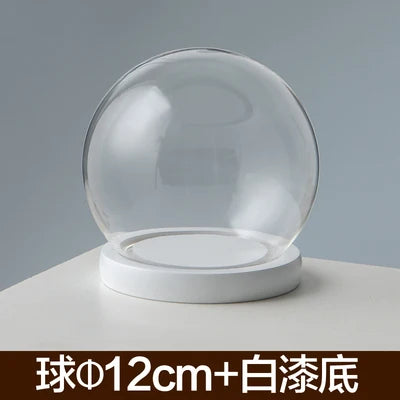 boule verre transparent socle bois décoration d'intérieur moderne objet d'exposition moderne