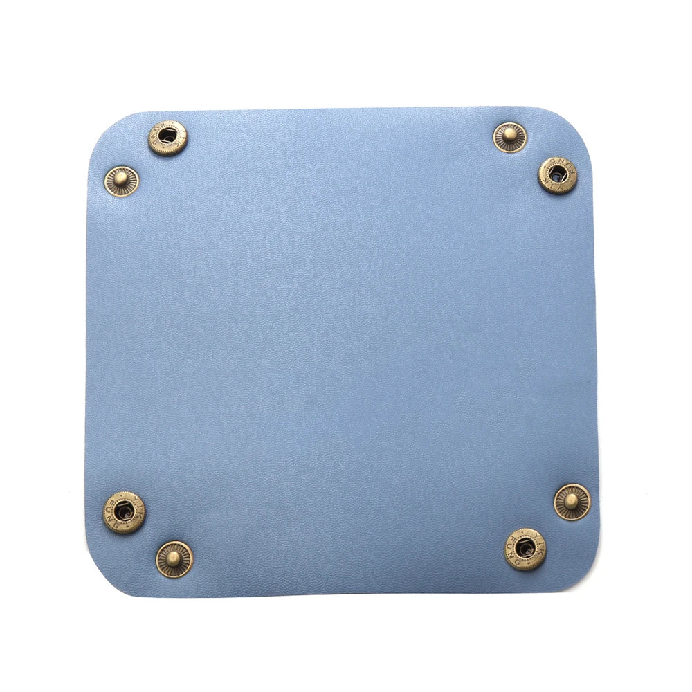 porte bijoux pliable simili cuir moderne bleu rose violet noir blanc minimaliste dorés 15x15cm