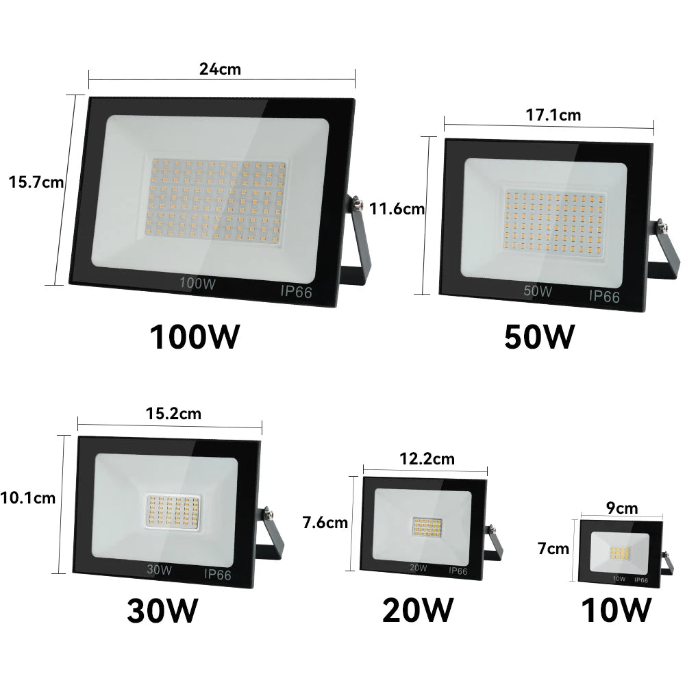 projecteur led noir moderne ip65 mural 10w 20w 30w 50w 100wextérieur aluminium