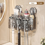 porte produits mural transparent texturé moderne ventouse brosses dents salle bain