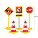 décoration gâteau anniversaire enfant construction tracteur excavatrice bulldozer panneaux signalisation jaune noir