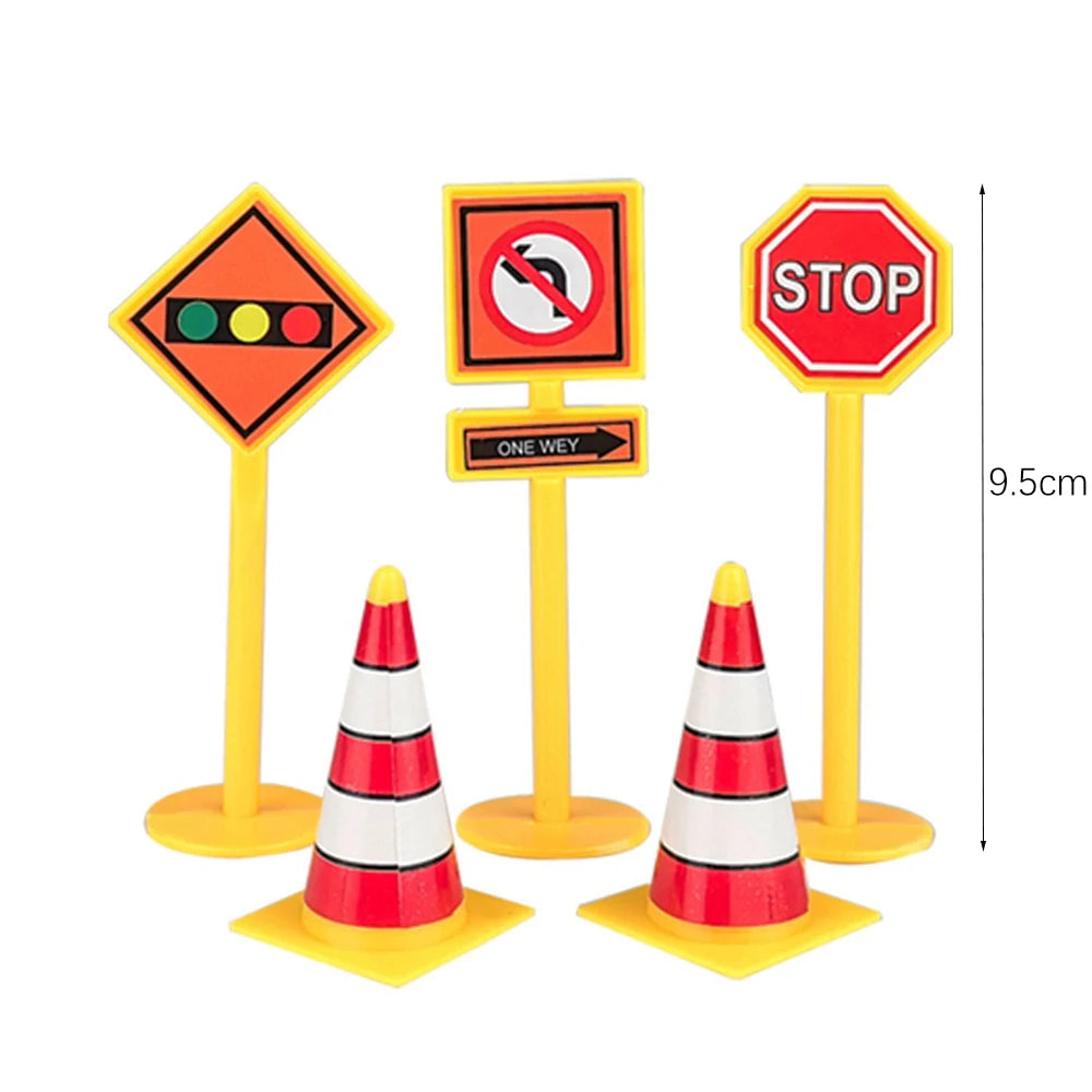 décoration gâteau anniversaire enfant construction tracteur excavatrice bulldozer panneaux signalisation jaune noir