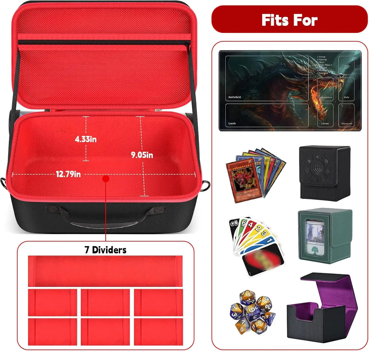 mallette rangement cartes jeu sportive sangles bouclées compartiments internes poche mesh