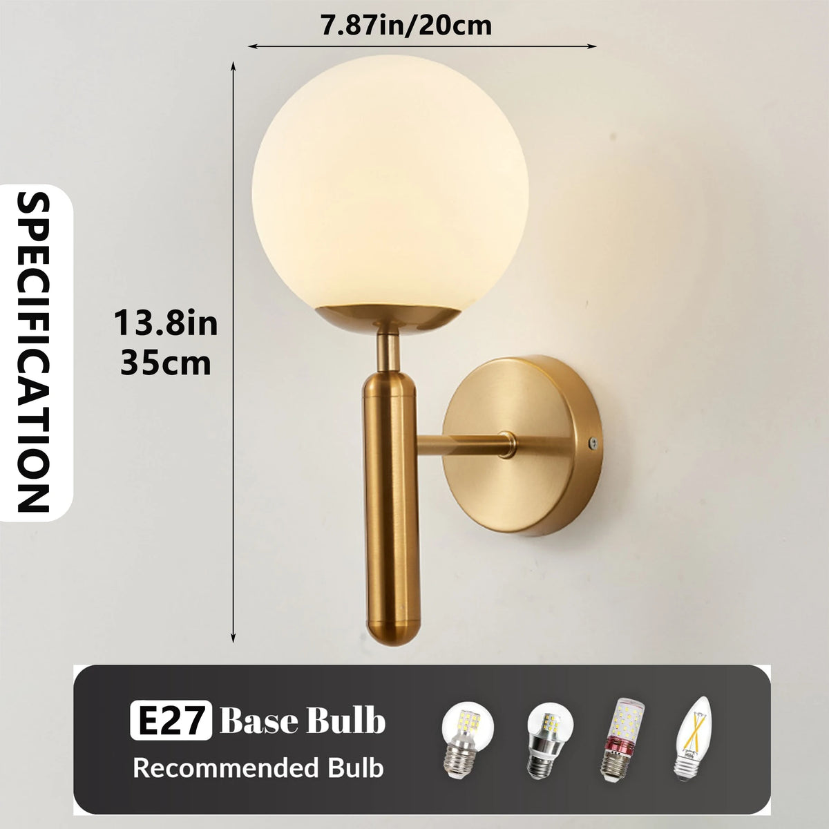 applique murale moderne or noir led éclairage chambre cuisine salle manger fixée mur minimaliste