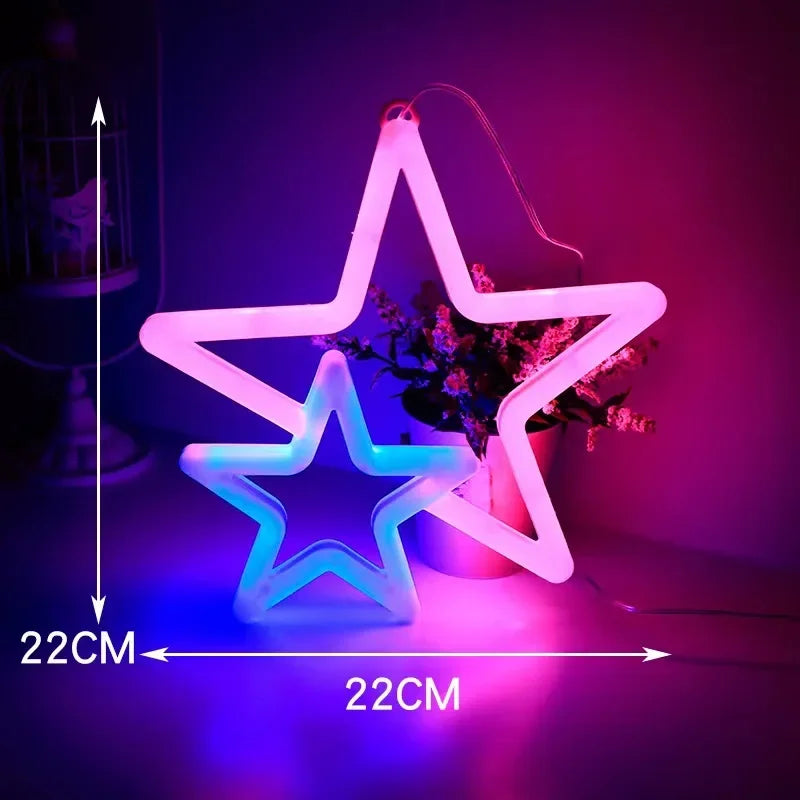néon lumineux étoile nuage chauve souris foudre planète moderne minimaliste câble adaptateur