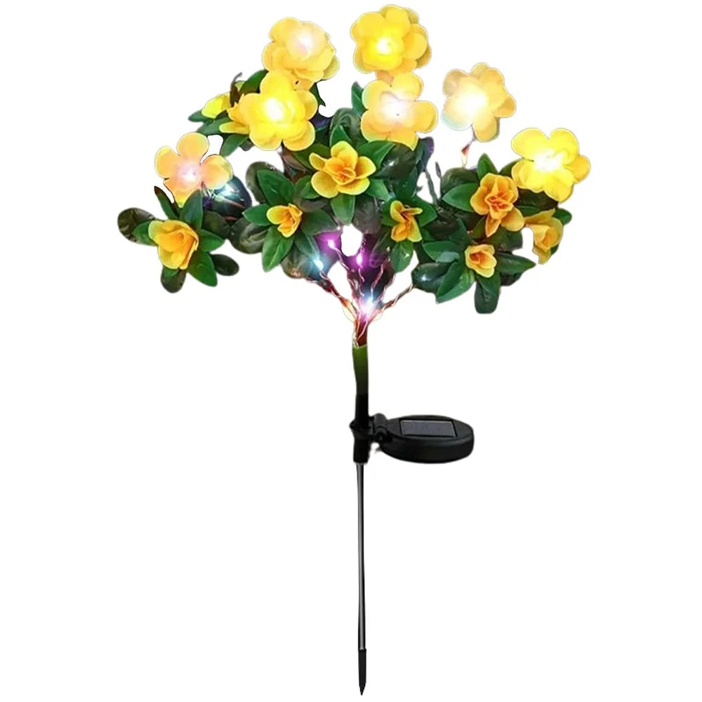 lumière solaire arbre décoratif fleurs artificielles moderne jardin vert rose rouge Jaune