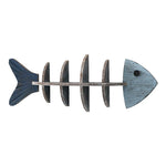 étagère murale poisson bois bleu gris vertèbres décorative plantes artificielles bouteilles parfum lanterne photo