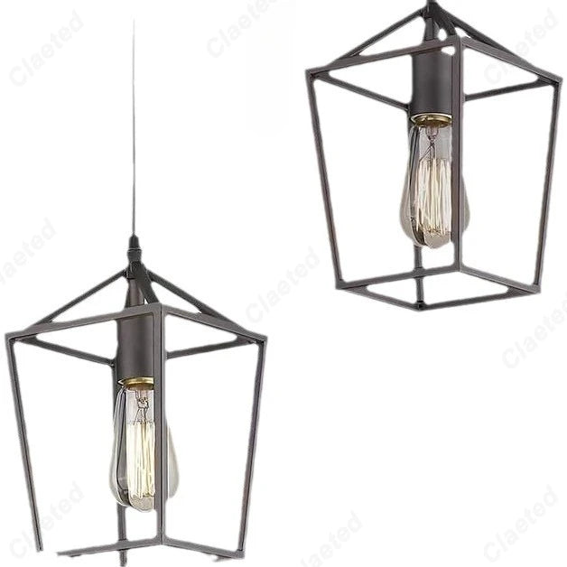 luminaire suspendu industriel noir doré cage métallique ampoule filament visible chambre salon