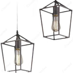 luminaire suspendu industriel noir doré cage métallique ampoule filament visible chambre salon
