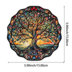 plaque décorative arbre multicolore feuilles paysage artiste chaîne métallique suspendue intérieure extérieure bienvenue