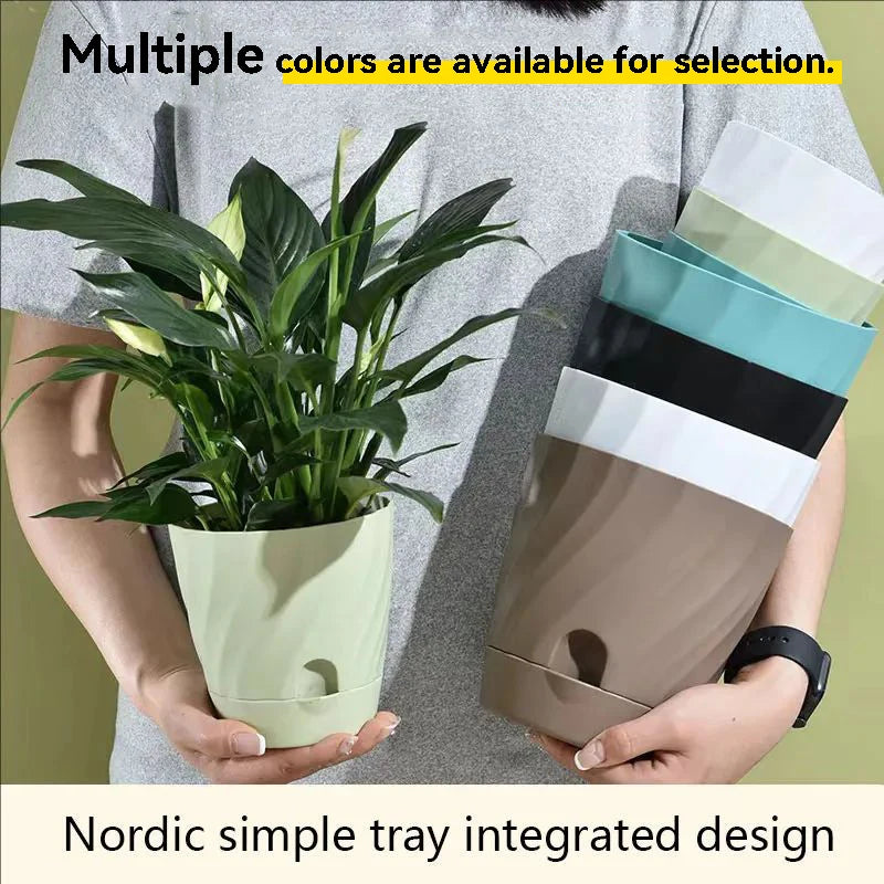 pot fleurs plastique nordique texture ondulée bac plante jardin intérieur moderne