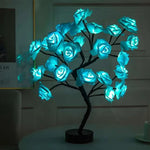 lampe led décorative arbre fleurs roses moderne romantique base plate interrupteur