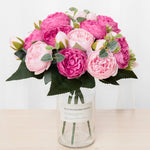 Bouquet artificiel péonies hortensia rose blanc violet décoration intérieure classique salon chambre