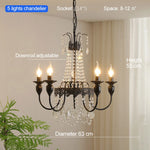 lustre classique noir blanc cristaux pendus vintage métal travaillé ampoules