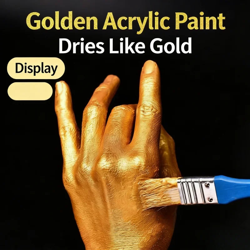peinture acrylique dorée brillante effet métallique moderne 50ml 100ml bouteille pinceau bocal
