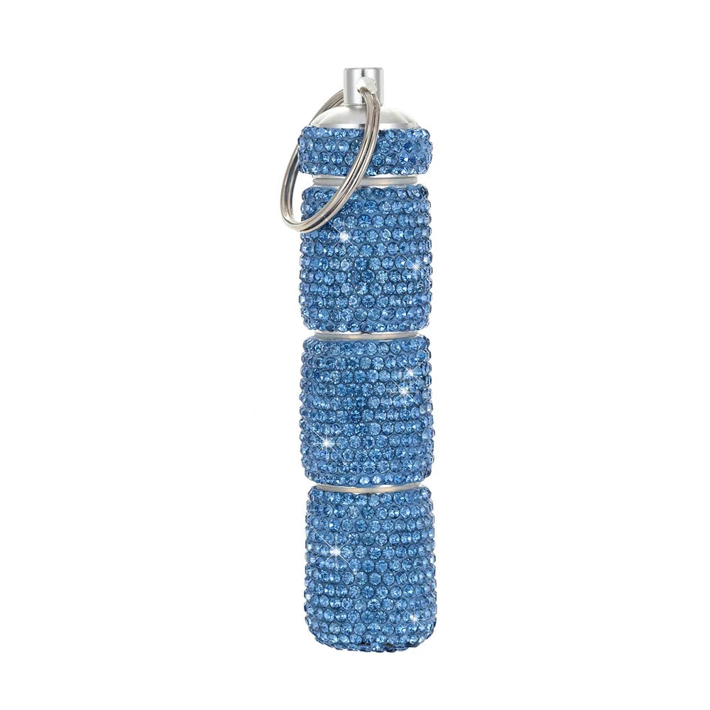 boîte pilules portable strass argent rose bleu rouge moderne élégante porte clés