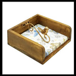 support serviettes bois naturel imprimé floral serviettes imprimées oiseau doré vintage rustique