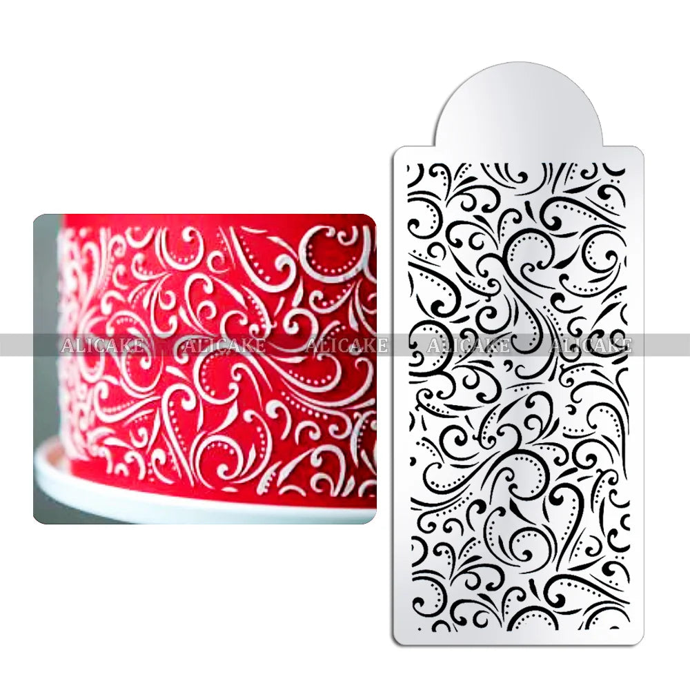 gabarits pâtisserie motifs floraux noir blanc décoration gâteau fondant mariage anniversaire classiqueOpaque outils pâtisserie