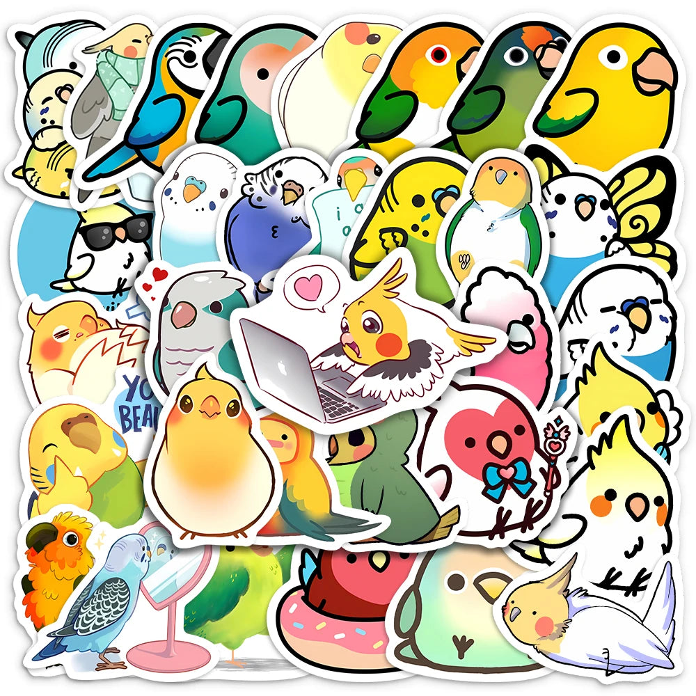 stickers dessins animés oiseaux chats multicolores étanches bricolage scrapbook téléphone portable adultes adolescents