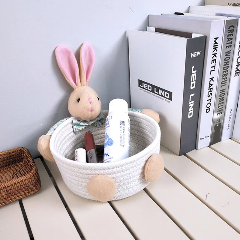panier rangement tissu coton peluche décorative cosmétiques jouets accessoires