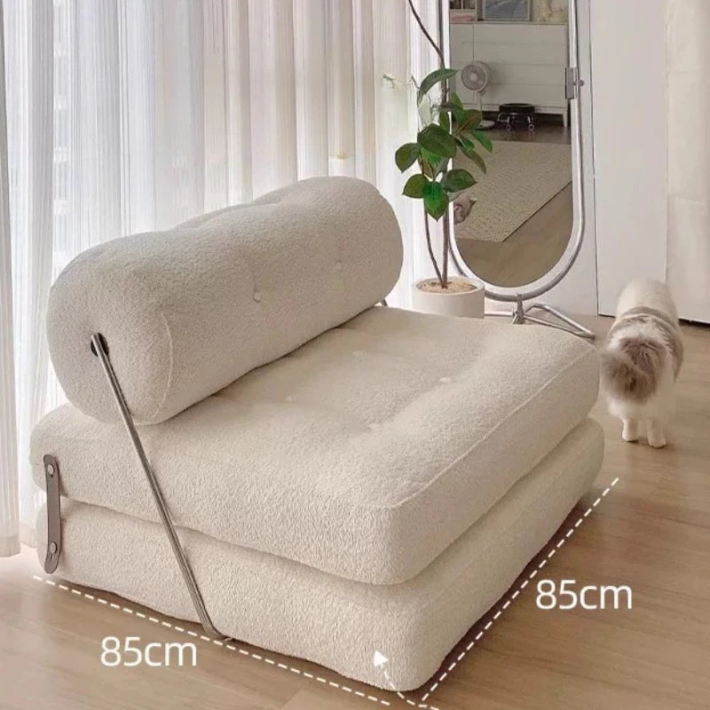 canapé lit contemporain blanc tufté minimaliste inclinable pliable maison salon moderne