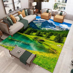 tapis paysage naturel moderne cascade forêt bleu vert blanc gris durable maison hôtelextérieur