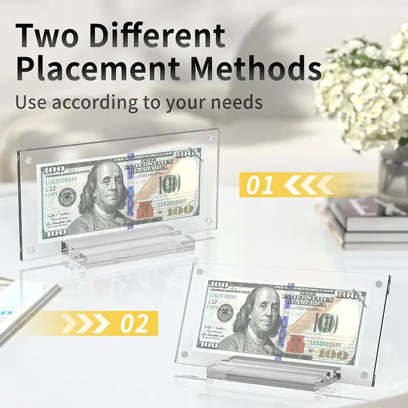 support billet transparent moderne billet 100 dollars protection collection décoration maison