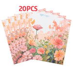 serviettes rose fleurs feuilles tissu festif opalescent pack 40 pièces 16.5cm 16.5cm illustration naturelle