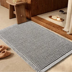 tapis bain moderne beige clair maille fine antidérapant absorbant eau sèche rapide bordure frisée