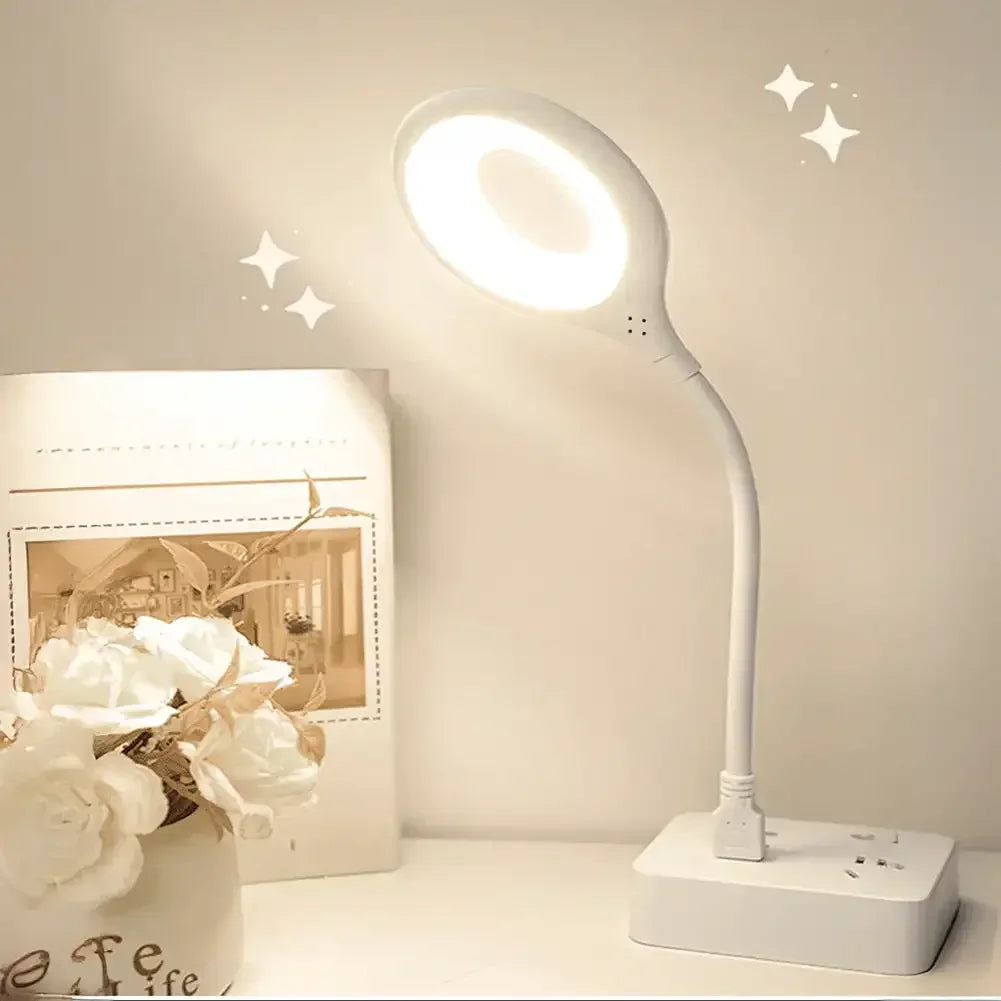lampe table blanc moderne prise usb éclairage intensité variable veilleuse minimaliste led changeante commandée