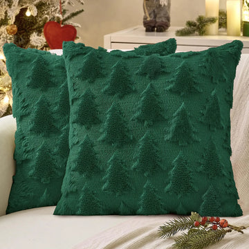lot coussins décoratifs vert motif arbre noël peluche maison hiver