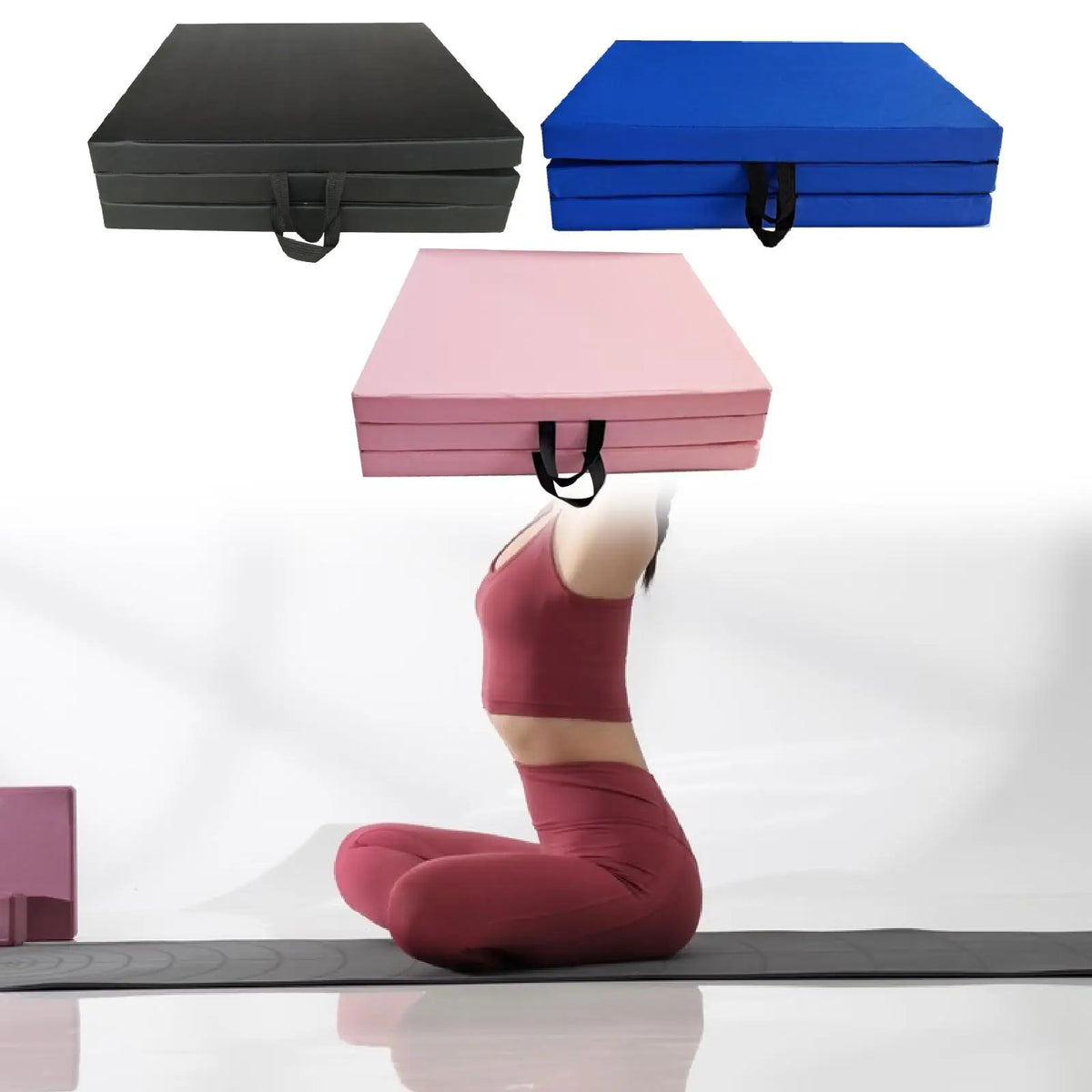 tapis yoga pliable noir bleu rose épais non glissant fitness gym