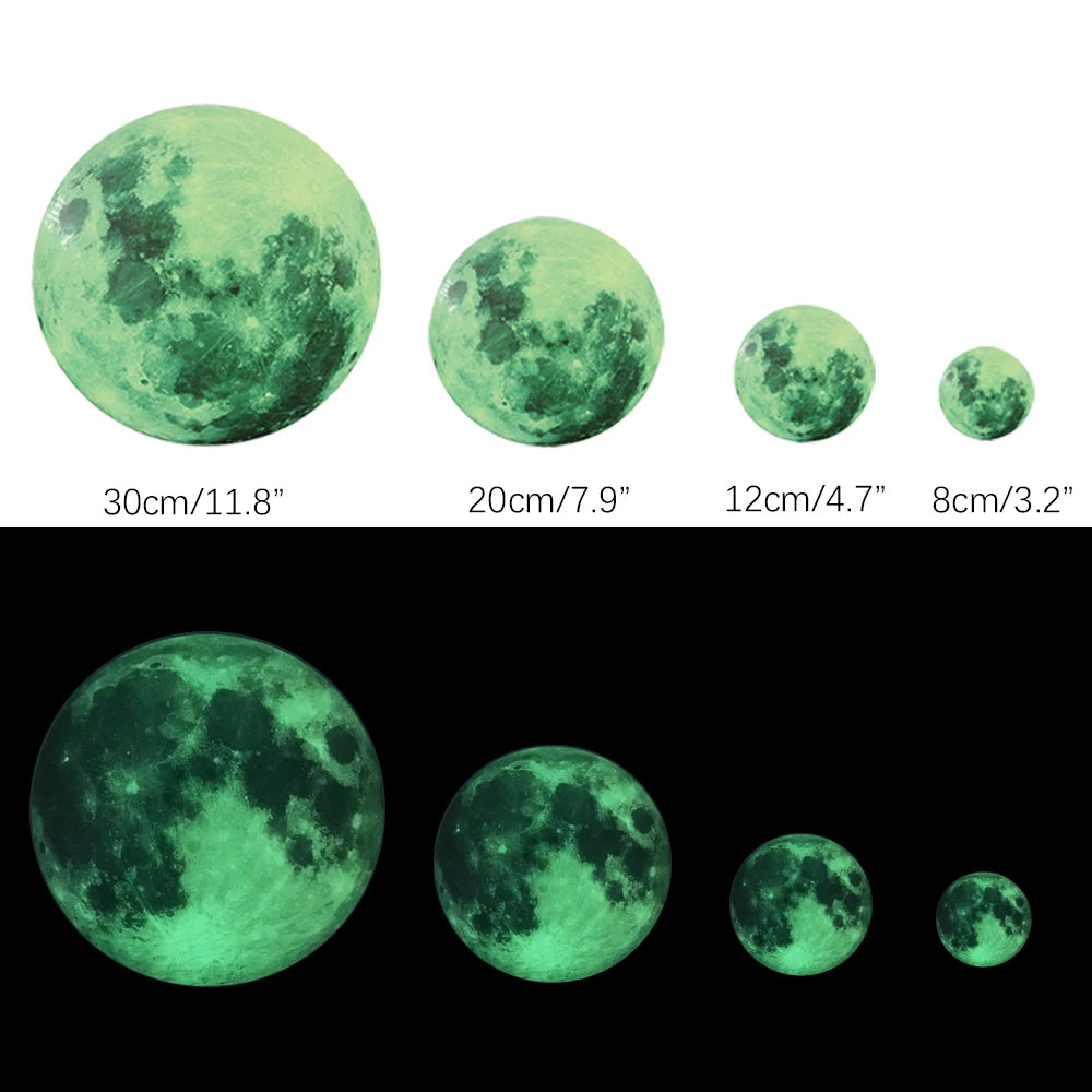 décoration murale lune lumineuse 3d 30cm 20cm 12cm 8cm cratères réaliste pvc vert chambre