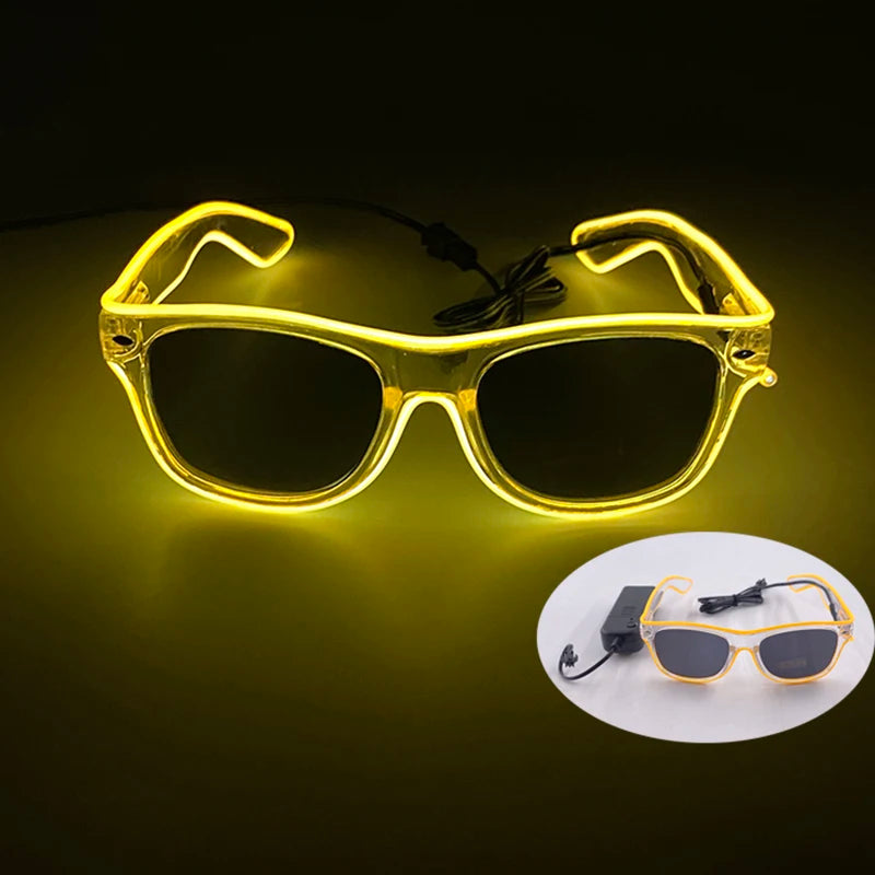 lunettes lumineuses led futuristes transparentes paillettes circuit imprimé élastique fête rave club nuit