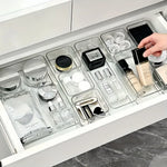 organiseur tiroir transparent compartiments multiples rangement cosmétiques réutilisable moderne sans motif