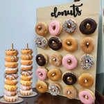 panneau decoratif bois donuts mariage anniversaire baptême fete decorations cupcakes meringues