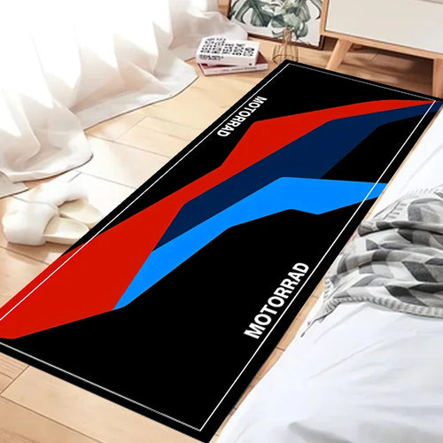 tapis sol garage moto antidérapant imperméable motif vitesse sportif moderne intérieur maison noir