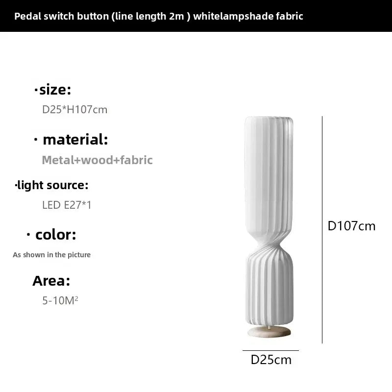 lampe sol moderne blanche tissu rayures verticales cylindrique salon chambre intérieur chic